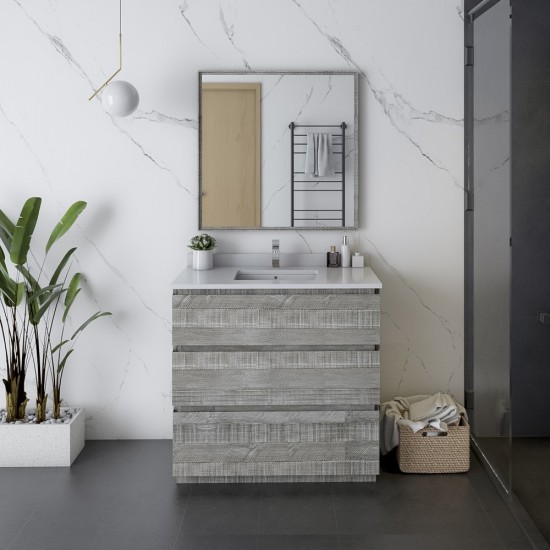 Fresca Formosa 36" Floor Standing Modern Bathroom Cabinet w/ Top & Sink in Ash