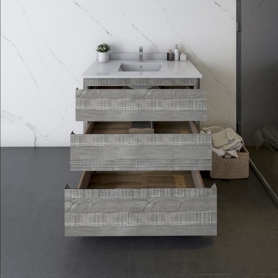 Fresca Formosa 36" Floor Standing Modern Bathroom Cabinet w/ Top & Sink in Ash