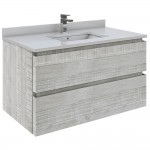 Fresca Formosa 36" Wall Hung Modern Bathroom Cabinet w/ Top & Sink in Ash