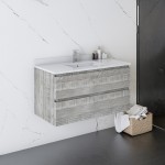 Fresca Formosa 36" Wall Hung Modern Bathroom Cabinet w/ Top & Sink in Ash