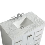 Eviva Hampton 36" White Transitional Bathroom Vanity w/ White Carrara Top