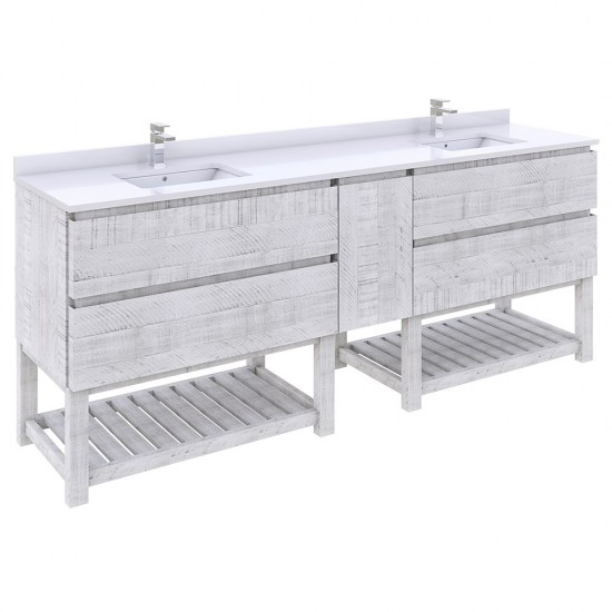 Fresca Formosa 84" Double Sink Bathroom Cabinet w/ Top & Sinks in White