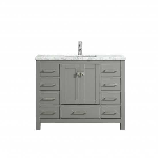 Eviva Hampton 36" x 18" Gray Transitional Bathroom Vanity w/ White Carrara Top