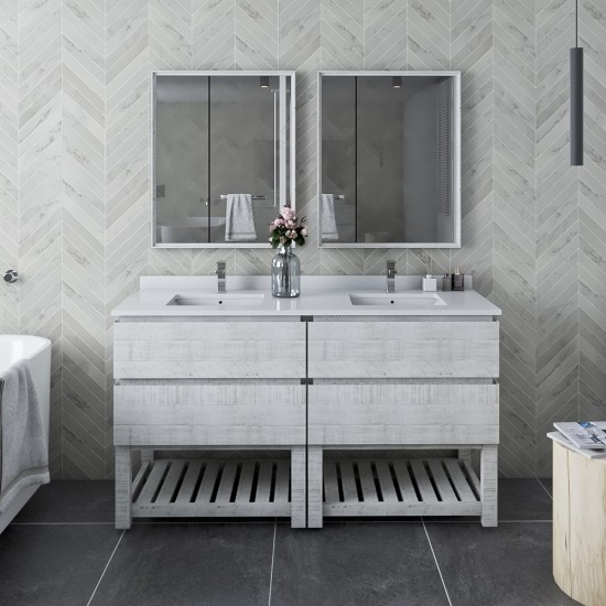 Fresca Formosa 60" Double Sink Bathroom Cabinet w/ Top & Sinks in White