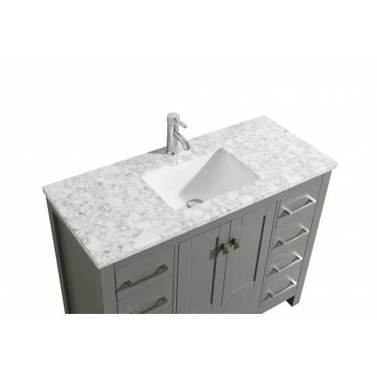 Eviva Hampton 36" x 18" Gray Transitional Bathroom Vanity w/ White Carrara Top