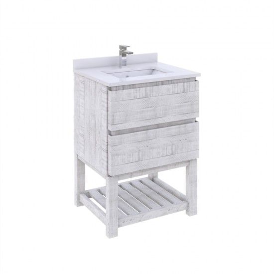 Fresca Formosa 24" Open Bottom Bathroom Cabinet w/ Top & Sink in Rustic White