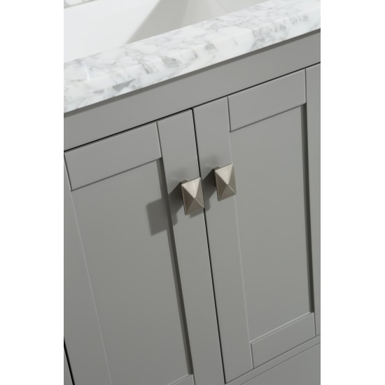 Eviva Hampton 36" x 18" Gray Transitional Bathroom Vanity w/ White Carrara Top