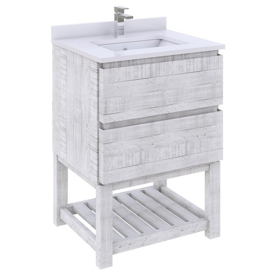 Fresca Formosa 24" Open Bottom Bathroom Cabinet w/ Top & Sink in Rustic White