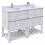 Fresca Formosa 48" Double Sink Bathroom Cabinet w/ Top & Sinks in White