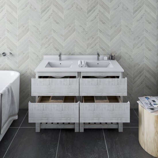 Fresca Formosa 48" Double Sink Bathroom Cabinet w/ Top & Sinks in White