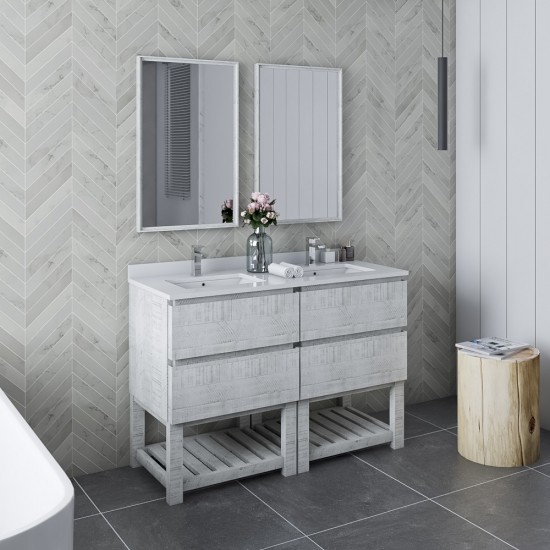 Fresca Formosa 48" Double Sink Bathroom Cabinet w/ Top & Sinks in White