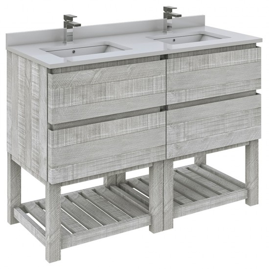 Fresca Formosa 48" Double Sink Bathroom Cabinet w/ Top & Sinks in Ash