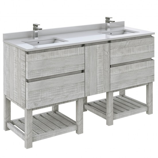 Fresca Formosa 60" Floor Standing Double Sink Bathroom Cabinet in Ash