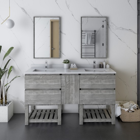 Fresca Formosa 60" Floor Standing Double Sink Bathroom Cabinet in Ash