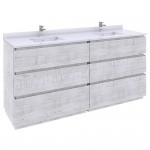 Fresca Formosa 72" Floor Standing Double Sink Bathroom Cabinet in Rustic White