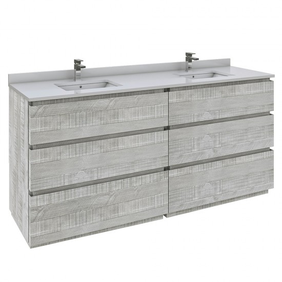 Fresca Formosa 72" Double Sink Bathroom Cabinet in Ash