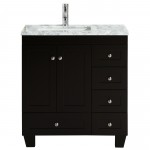 Eviva Happy 24" x 18" Espresso Transitional Bathroom Vanity w/ White Carrara Top