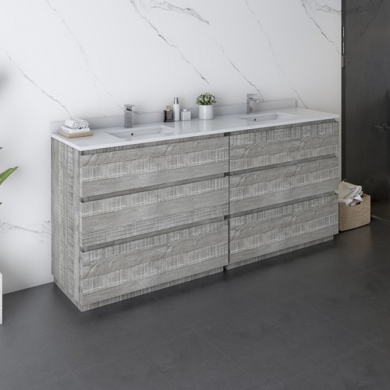 Fresca Formosa 72" Double Sink Bathroom Cabinet in Ash