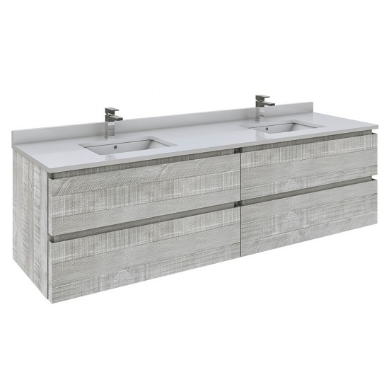 Fresca Formosa 72" Wall Hung Double Sink Bathroom Cabinet in Ash