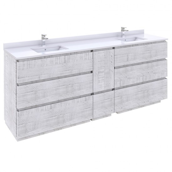 Fresca Formosa 84" Double Sink Bathroom Cabinet in Rustic White