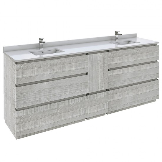 Fresca Formosa 84" Double Sink Bathroom Cabinet w/ Top & Sinks in Ash