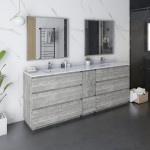 Fresca Formosa 84" Double Sink Bathroom Cabinet w/ Top & Sinks in Ash