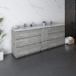 Fresca Formosa 84" Double Sink Bathroom Cabinet w/ Top & Sinks in Ash