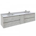 Fresca Formosa 84" Wall Hung Double Sink Bathroom Cabinet w/ Top & Sinks in Ash