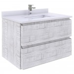 Fresca Formosa 30" Wall Hung Bathroom Cabinet w/ Top & Sink in Rustic White