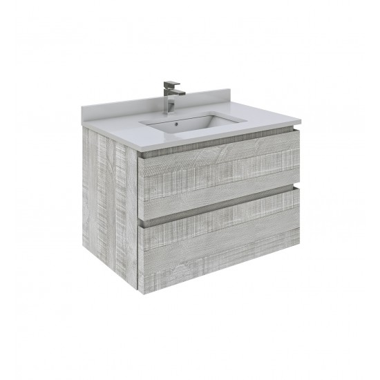 Fresca Formosa 30" Wall Hung Modern Bathroom Cabinet w/ Top & Sink in Ash
