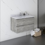 Fresca Formosa 30" Wall Hung Modern Bathroom Cabinet w/ Top & Sink in Ash