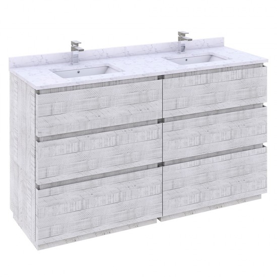 Fresca Formosa 60" Floor Standing Double Sink Bathroom Cabinet in Rustic White