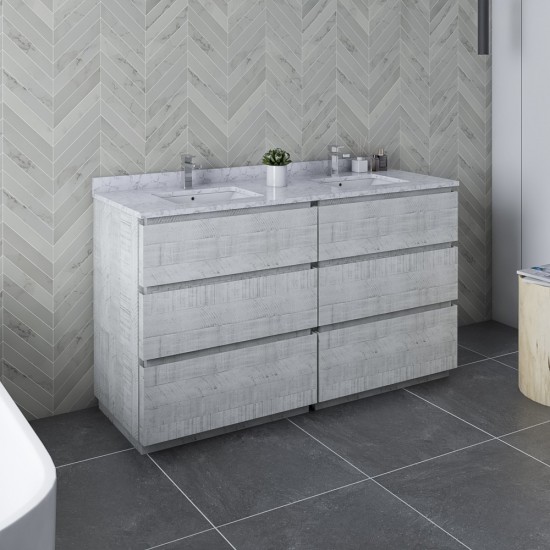 Fresca Formosa 60" Floor Standing Double Sink Bathroom Cabinet in Rustic White