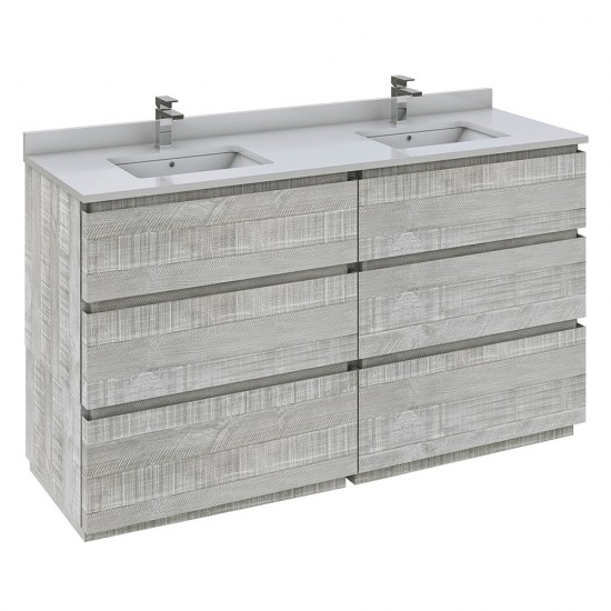 Fresca Formosa 60" Double Sink Bathroom Cabinet in Ash