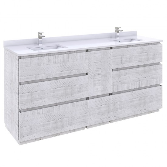 Fresca Formosa 72" Double Sink Bathroom Cabinet w/ Top & Sinks in Rustic White