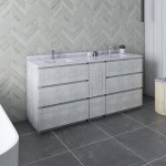 Fresca Formosa 72" Double Sink Bathroom Cabinet w/ Top & Sinks in Rustic White