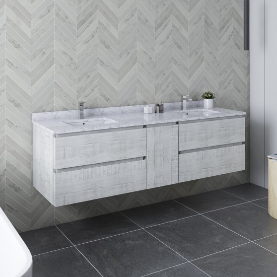 Fresca Formosa 72" Double Sink Bathroom Cabinet in Rustic White