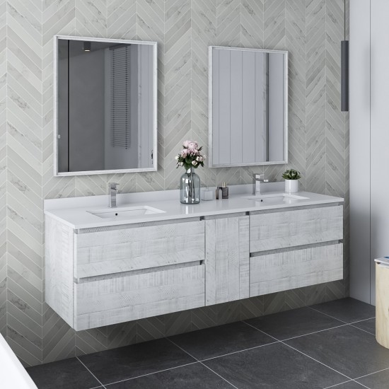 Fresca Formosa 72" Double Sink Bathroom Cabinet in Rustic White