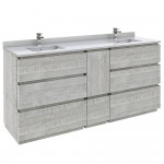 Fresca Formosa 72" Double Sink Bathroom Cabinet w/ Top & Sinks in Ash