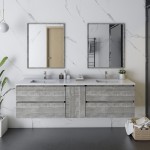 Fresca Formosa 72" Wall Hung Double Sink Bathroom Cabinet w/ Top & Sinks in Ash