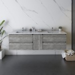 Fresca Formosa 72" Wall Hung Double Sink Bathroom Cabinet w/ Top & Sinks in Ash