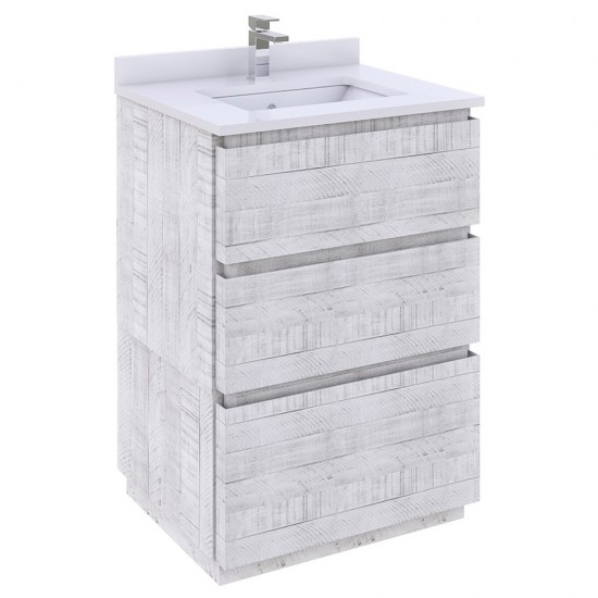 Fresca Formosa 24" Floor Standing Bathroom Cabinet w/ Top & Sink in Rustic White