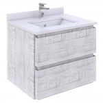 Fresca Formosa 24" Wall Hung Bathroom Cabinet w/ Top & Sink in Rustic White