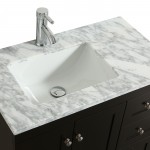 Eviva Happy 28" x 18" Espresso Transitional Bathroom Vanity w/ White Carrara Top