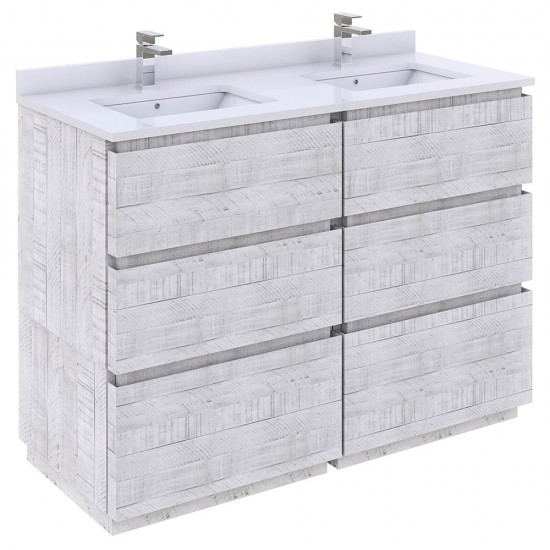 Fresca Formosa 48" Double Sink Bathroom Cabinet in Rustic White