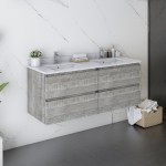 Fresca Formosa 48" Wall Hung Double Sink Bathroom Cabinet w/ Top & Sinks in Ash