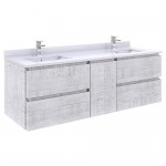 Fresca Formosa 60" Double Sink Bathroom Cabinet w/ Top & Sinks in Rustic White