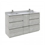 Fresca Formosa 60" Double Sink Bathroom Cabinet w/ Top & Sinks in Ash