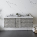 Fresca Formosa 60" Wall Hung Double Sink Bathroom Cabinet w/ Top & Sinks in Ash