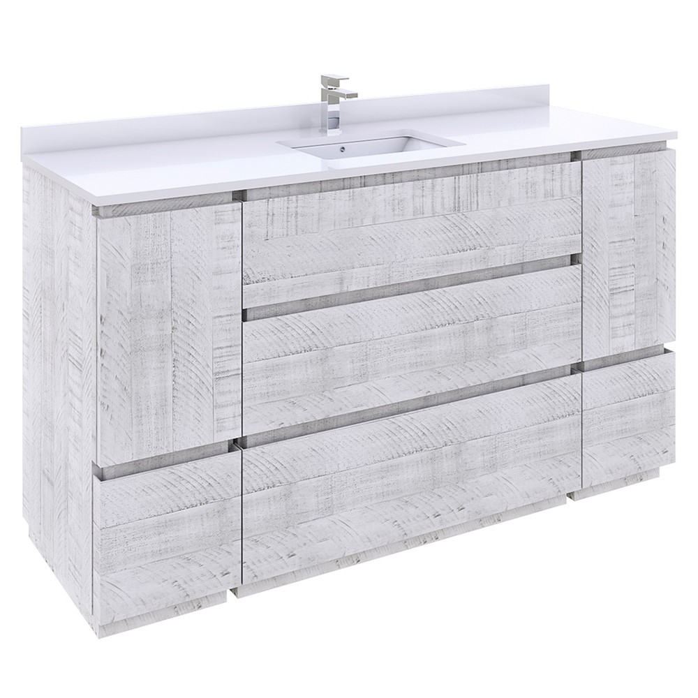 Fresca Formosa 60" Single Sink Bathroom Cabinet in Rustic White